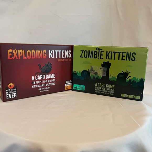 Exploding Kittens + Zombie Kittens Card Game Lot Sealed - Picture 1 of 3
